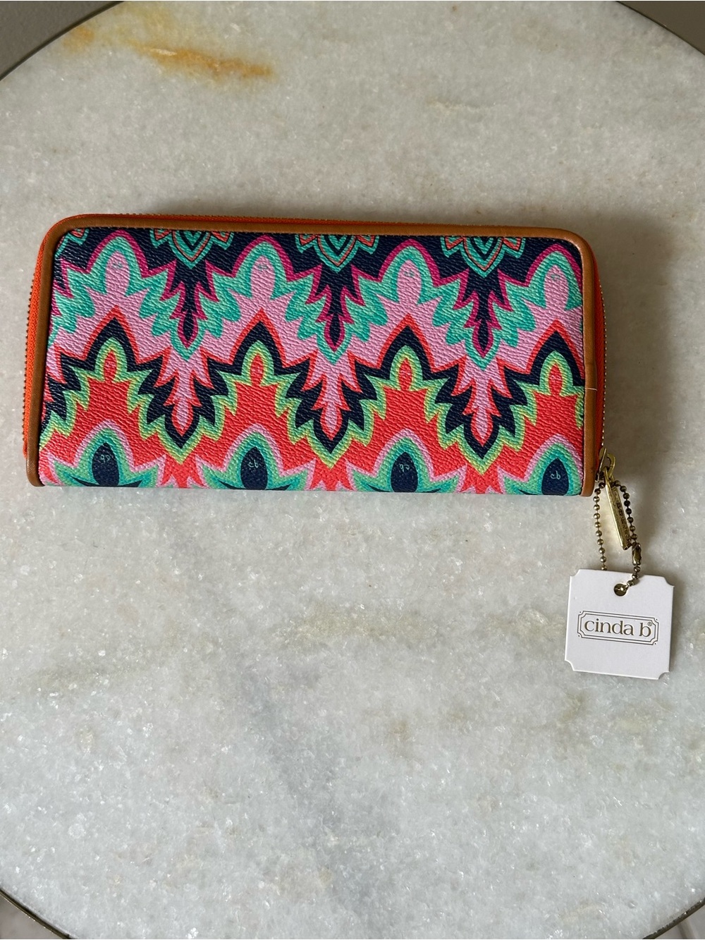 Cinda B Cambridge Wallet Calypso Multicolor Zip-Around Wallet Travel Summer Boho